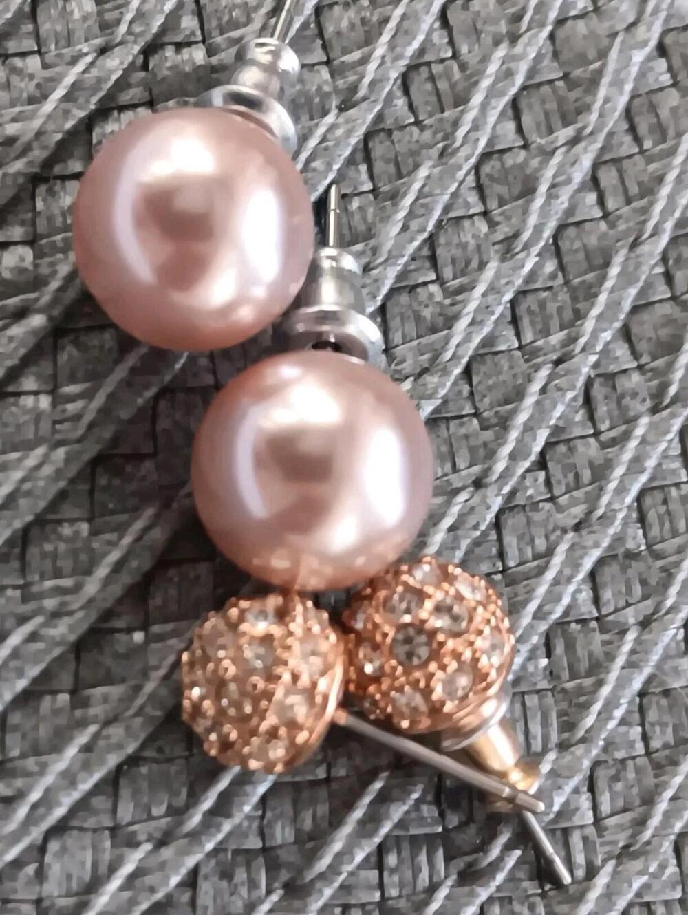 Rhinestone Covered Studs & Pink Faux Pearl Studs